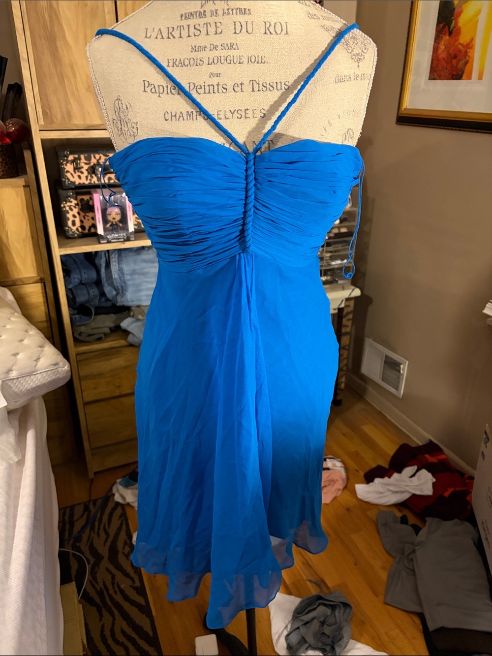 Niteline Blue Spaghetti-Strap Chiffon Dress - 4